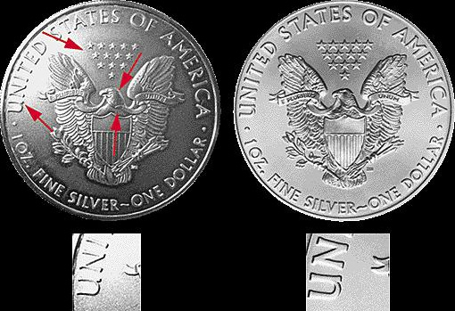 Monedas de latón recubiertas de plata