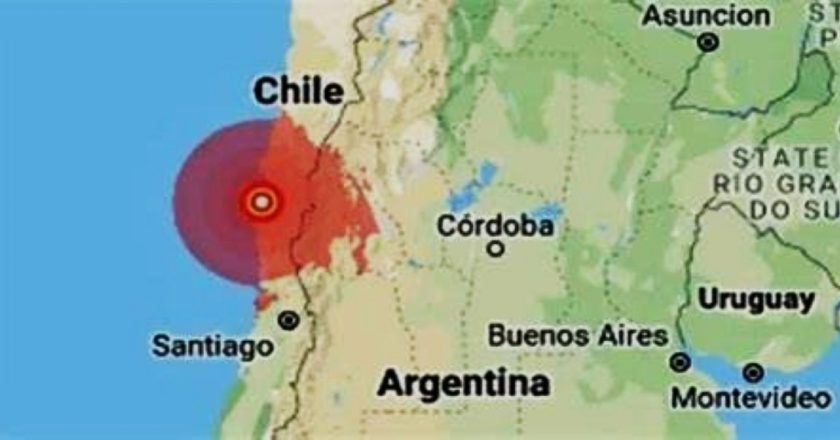 Epicentro del terremoto en Chile