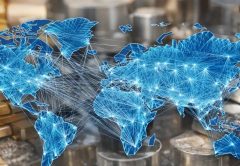 Mapa del globo sobre un fondo de metales