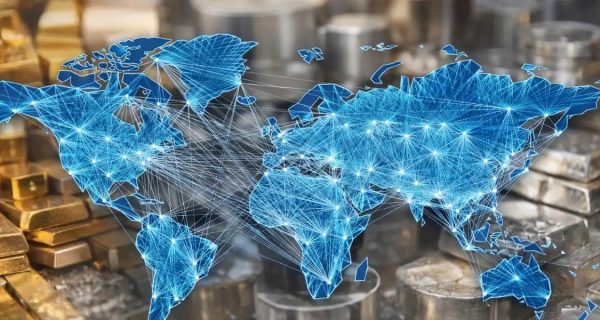 Mapa del globo sobre un fondo de metales