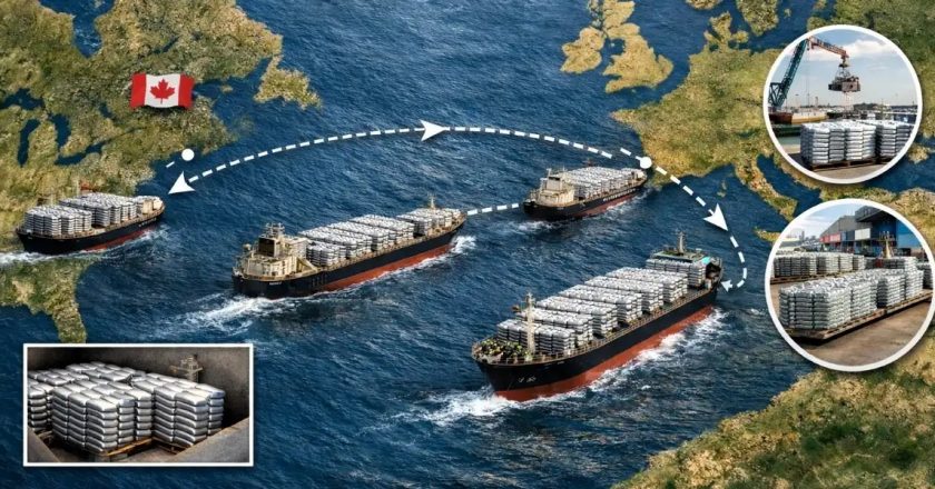Rutas del aluminio entre Canadá y Europa